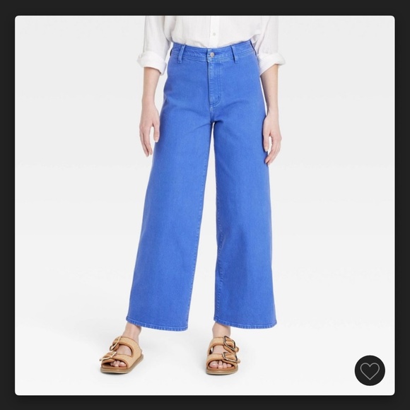 High-Rise Sailor Wide Leg Ankle Jeans-Universal Thread - Picture 1 of 3